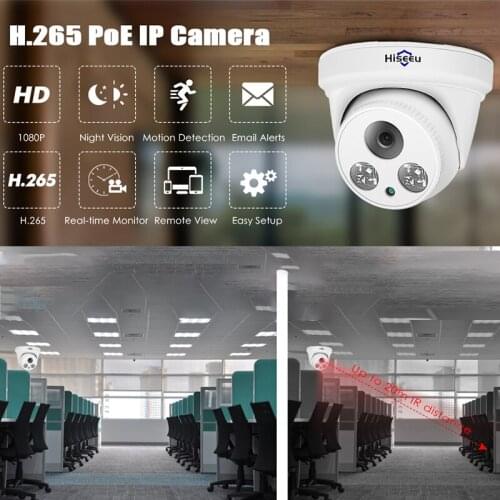 Hiseeu IR P2P 5MP POE IP Camera H.265 Dome Camera 1536P Night Vision P2P Motion Detection for PoE NVR 3.6 Lens App View 30fps