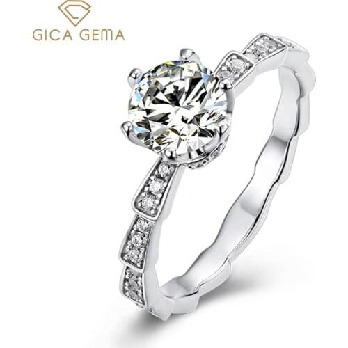 GICA GEMA 1ct Moissanite Diamond Rings 100% Real 925 Sterling Silver Fine Jewelry Engagement Wedding Female Gifts For Bridal