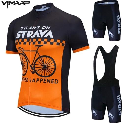 2021 STRAVA Short sleeve cycling clothing set bib pants ropa ciclismo bicycle clothing MTB bike long sleeve jersey Mens clothes