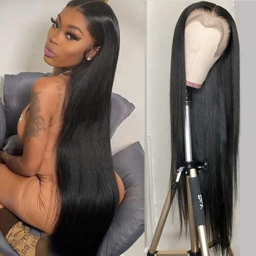 Luvin 28 30 Inch Straight 13X4 Lace Front Human Hair Wig Brazilian Remy PrePlucked 4x4 Lace Closure Frontal Wigs For Black Women