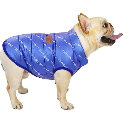 Cute Daily Travel Dog Jacket Pet Clothes Outdoor Warm Streetwear Windproof French Bulldog Winter Coat Cotton Blend