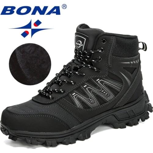 BONA 2020 New Designers Winter Men Boots Plush Warm Snow Boots Man Work Casual Shoes Sneakers High Top Rubber Ankle Boots Male