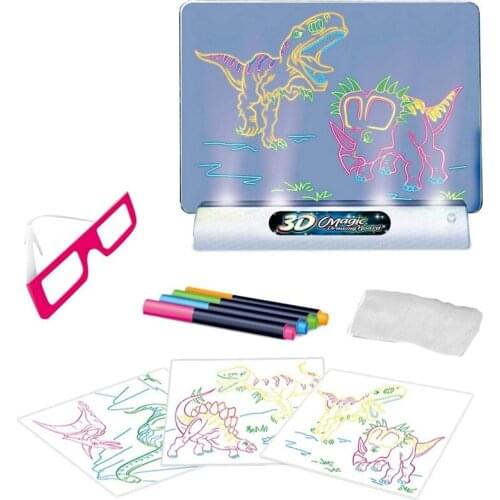 NEW-Kids 3D Magic Drawing Pad Fluorescent Puzzle Luminous Magical Writing Pad Magic Pad Light Up Drawing Board for Gifts