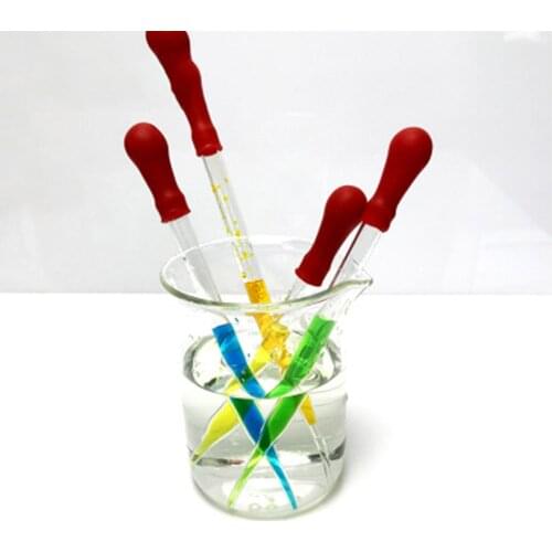 5Pcs/Pack Chemistry Laboratory 10ml Glass Pipette Laboratory Medicine Dropper Red Rubber Head Pipet