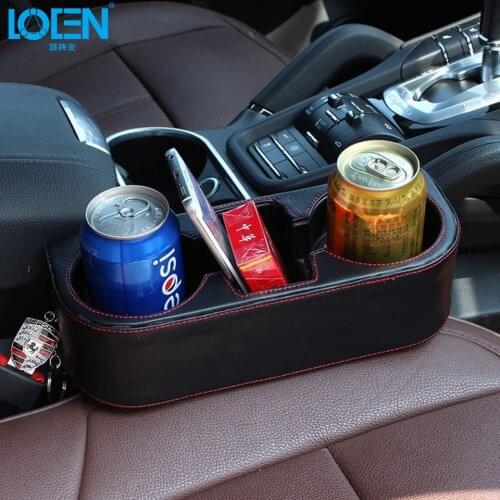 LOEN Box PU leather Portable Car seat gap Cup Drink Holder box for hyundai chevrolet 0 bmw kia honda toyota all cars