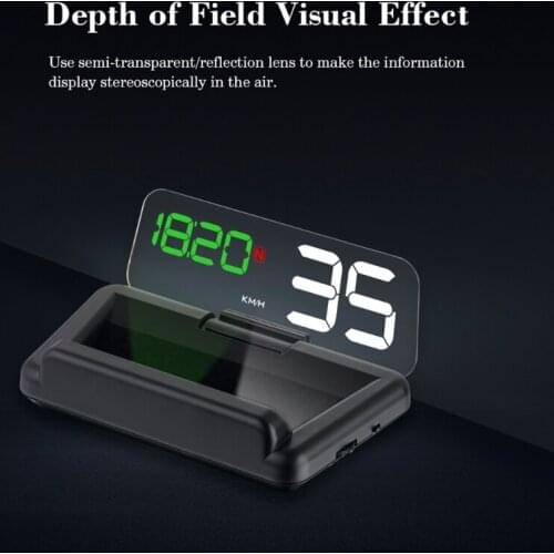 HUD Speedometer Big Clear Font Speed Projector Clock Oil Consumption Portable Car Head Up Display Mirror Auto On Off
