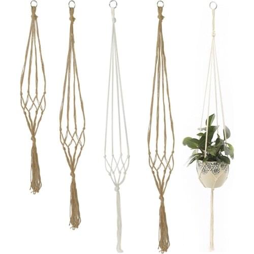 Handmade Macrame Plant Hanger Indoor Hanging Planter Basket with Wood Bead Decorative Macrame Pot Holder for Home Balcony Decor