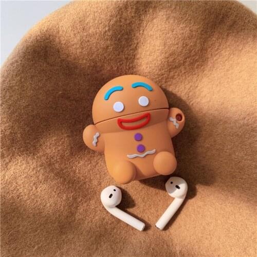 For Airpods Case 3D Cute Christmas Gingerbread Man Caribou Silicone Earphone Cases for Apple Airpods 1 2 Funda Headphone Cover