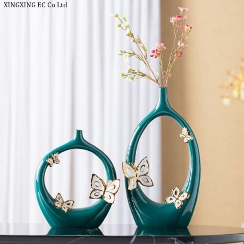 Modern Ceramic Vase Home Decoration Accessories Creative Office Desktop Furnishings Dried Flowers Flower Arrangement Ornaments