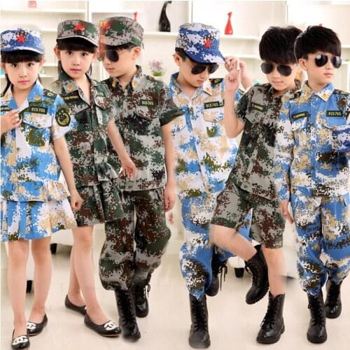 Style Doll Costume Child Soldiers Camouflage Uniform Costumes Children Dance Clothing Military Dance Costume #6303