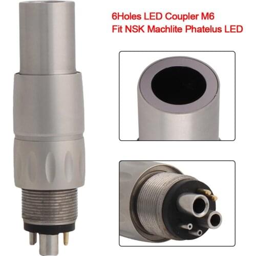 Dental Coupling 6Holes M6 Coupler/Adaptor for Dental LED Fibre Optic High Speed Handpiece Dental Air Turbine Fit S-MAX M600L