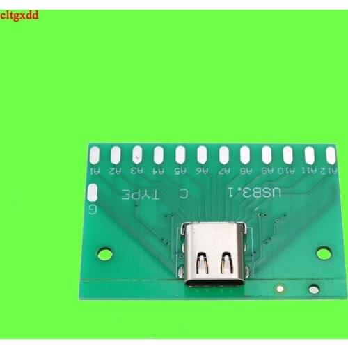 Cltgxdd Type-C USB3.1 Female Connector Adapter Test Board USB 3.1 24P 24Pin Socket Base PCB Board for Arduino USB 2.0 DIY