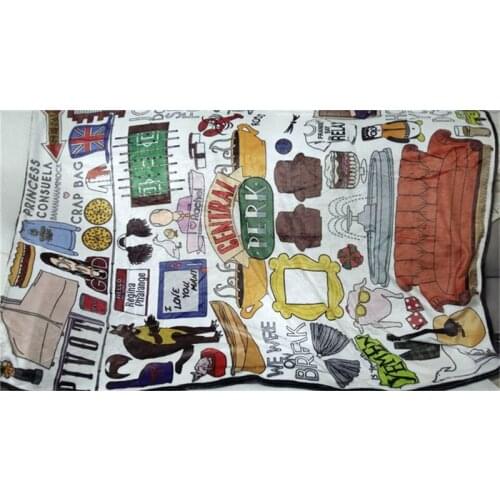 TV Series Friends Central Perk Hugsy Single Side Printing Plush Blanket Cartoon Throw Thin Car Sofa Plane Travel Rug Manta Gift