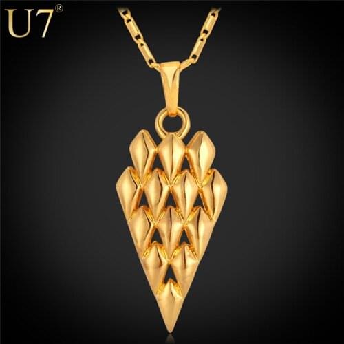 U7 Exaggerated Cool Pendant Gold Color Unisex Fashion Jewelry Geometric Rock Pendant Necklaces Women/Men P444