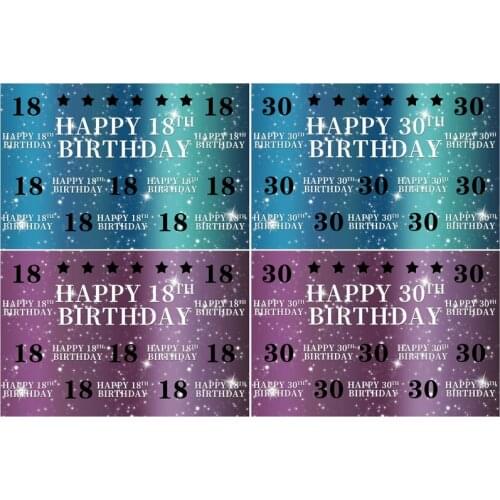 Happy Birthday Purple Blue Starlight Bright Background Baby Shower Birthday Party Vinyl Photography Props Decoration Background