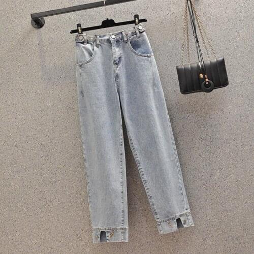 Plus Size High Waist Vintage Jeans Woman Stretch Boyfriend Jeans Female Loose Denim Mom Jeans Trousers Women HK411