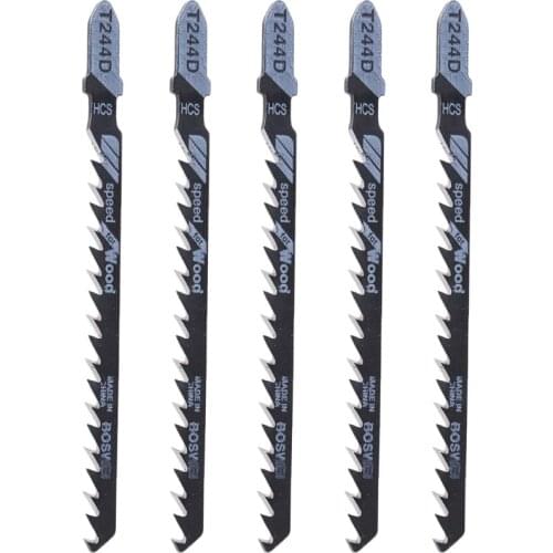 High Quality 5 Pcs T244D HCS T-Shank Curved Jigsaw Blades Cutting Tool For Wood Fast Cutting