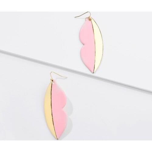 LUNA CHIAO Boho Enameled Lips Shape Drop Earring - Dangle Statement Earrings for Women