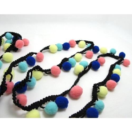 1 1/8 Inches Pom Pom Trim|Ball Fringe|Fringe Trim|Cushion|Costume|Miniature Doll|Clothing Edge Decorative Embellishment