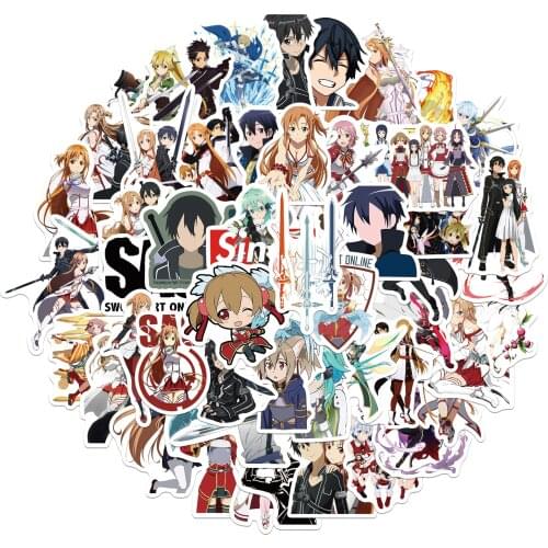 10/50PCSPack Sword Art Online Stickers Cartoon Anime Sticker Toy For DIY Stationery Skateboard Phone PS4 Bike Laptop Guitar