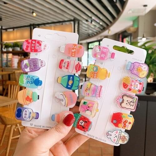 10pcs Cartoon Hairpins Women Girl Kid Mini Cute Hair Clip Pin Barrettes Duckbill Clips Hair Accessories Headwear Set