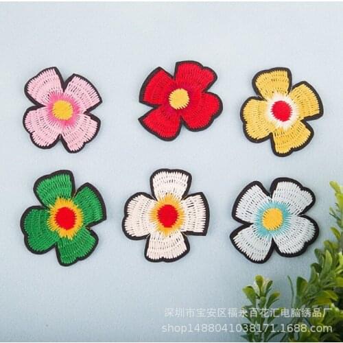 100pcs/lot Embroidery Patches Flower Floral Jacket Jean Backpack Clothing Decoration Accessories Diy Iron Heat Transfer Applique