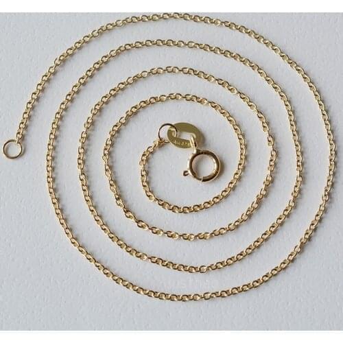 16inch AU375 9k yellow gold necklace,9ct oval cable chain necklace with spring clasp
