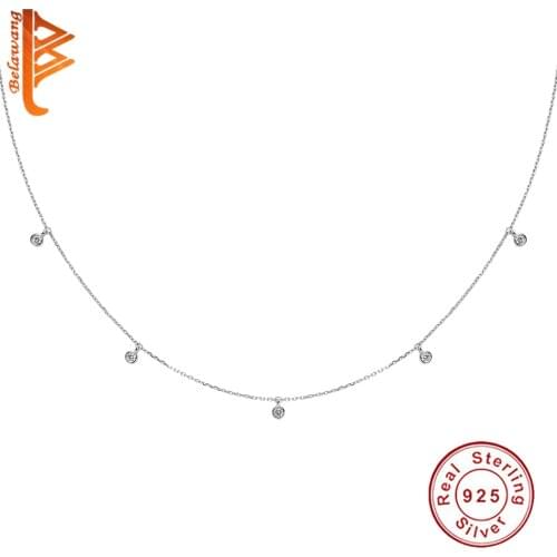 2021 New Arrival 100% 925 Sterling Silver Round Crystal Pendant Necklace Long Chain Necklace For Women Jewelry