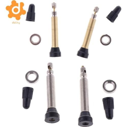 2x 48mm/1.89inch Bike Tubeless Presta Valve Stem with Rubber Base for Mountain Road Tubeless Bicycle