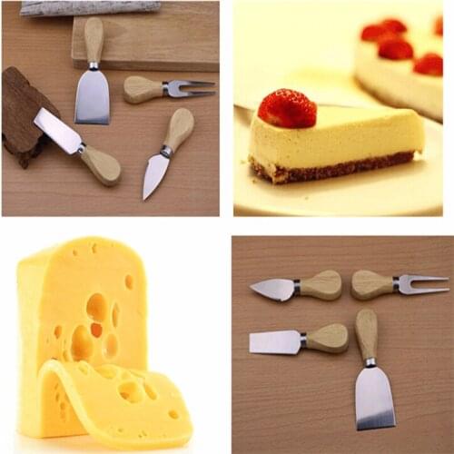 4pcs/set Wood Handle Sets Bard Set Oak Bamboo Cheese Cutter Knife Slicer Kit Kitchen Cheedse Cutter Useful Cooking Tools