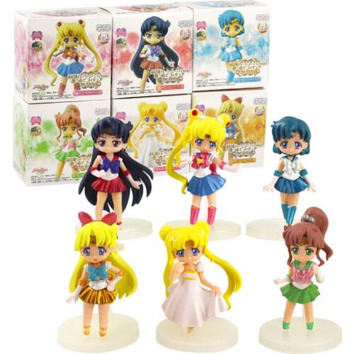 6pcs/set Sailor Moon Action Figure Princess Serenity Tsukino Usagi Sailor Venus Jupiter Mercury Mars PVC Collectible Model Toy
