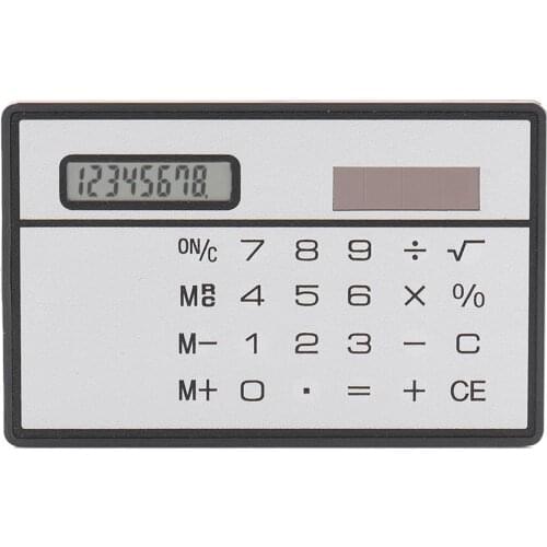 8 Digit Ultra Thin Solar Power Calculator with Touch Screen Credit Card Design Portable Mini Calculator for Business School