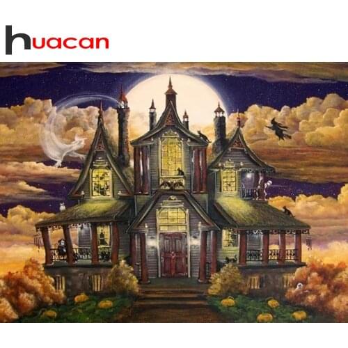 Huacan Full Square Diamond Embroidery Halloween Art DIY Diamond Painting Mosaic Cross Stitch Handmade Gift