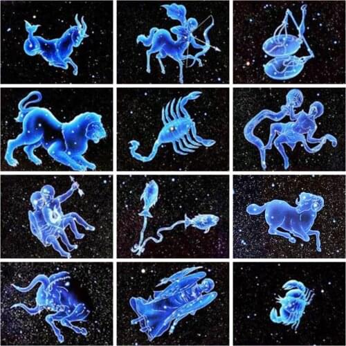 HUACAN Diamond Art Painting Embroidery 12 Constellations Home Decor Diamond Mosaic Lion Animals Wall Sticker