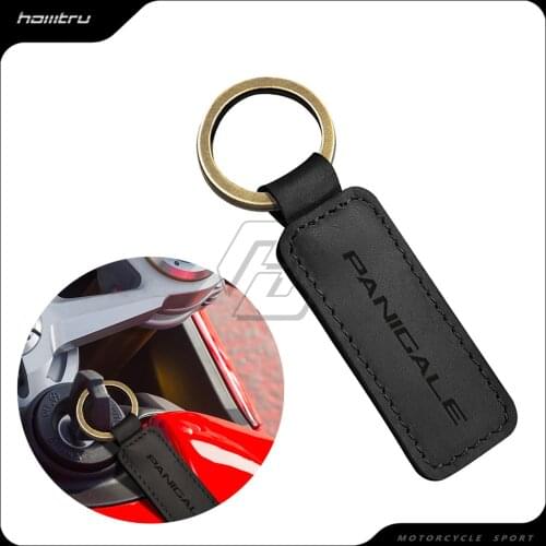 Motorcycle Cowhide Keychain Key Ring Case for Ducati 899 959 1099 1199 1299 Panigale V4 Key