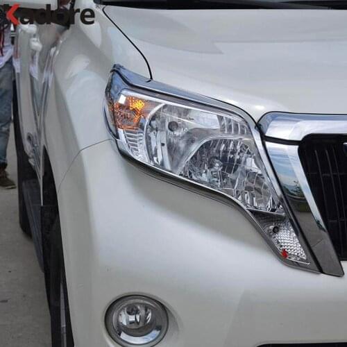 For Toyota Land Cruiser Prado FJ150 FJ 150 2014 2015 2016 ABS Chrome Front Head Light Lamp Cover Trim Headlight Headlamp Frame