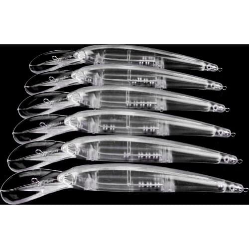 HENGJIA 20pcs 16cm 16.5g Deep Diving Unpainted Minnow Lure Artificial Wobbler Crankbait Blanks Rattling Fishing Bait Bodies