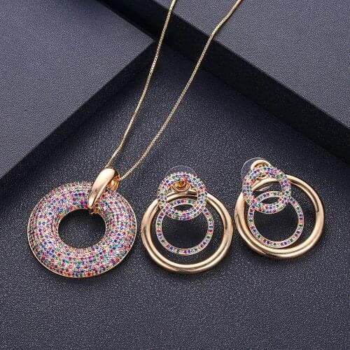 Janekelly 2pcs Bridal Zirconia Full Jewelry Sets For Women Party, Luxury Dubai Nigeria CZ Crystal Wedding Jewelry Sets