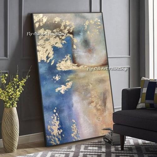 Handmade Oil painting High Quality Gray Blue Silver Sea View Abstract Best Art Canvas Handmade Painted Home Decor Artwork