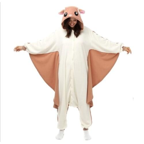 Women Animal Adult Kigurumi Flying Squirrel Onesies Party Halloween Mouse Pajamas Cosplay Chipmuck Costume Sleepwear MenJumpsuit
