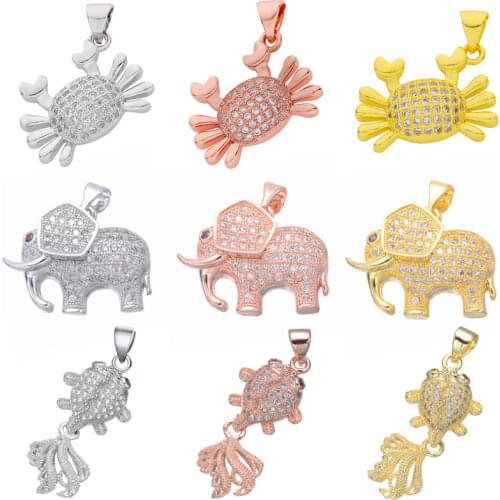 Copper Micro Pave Jewelry Shining Zircon Crab Floating Charms For Necklace Jewelry Making Wholesale Animal Charms Bijoux Gifts