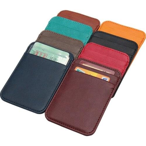 Mini Credit Card Holder Pu Leather Thin Women Men Cash Business Driver License Wallet Pocket Pouch Money Bag Small Coin Purse