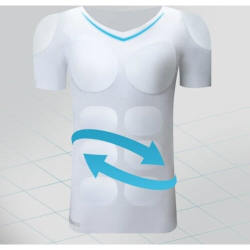 Men Muscles Shirt Male Invisible ABS Fake Chest Underwear Stomach 8 Pack Padded Tops Body Shaper Removable Inserts