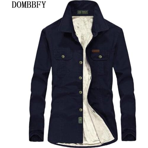 Men Winter Fleece Thick Warm Long Sleeve Shirts Male Military Combat Tactical Army Casual Men Shirts Chemise Homme Plus Size 6XL