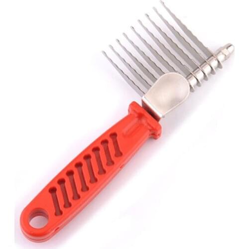 Pet Dematting Fur Rake Comb Brush Tool with Long 2.5 Inches Steel Safety Blades for Detangling Matted or Knotted Undercoat Hair
