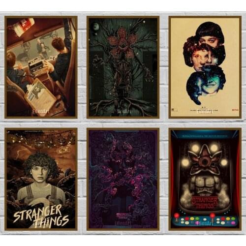 Stranger Things Poster Season 3 2 1 Characters Retro Horror TV Movie Posters Wall Art Stickers Bedroom Living Room Decor 42X30cm