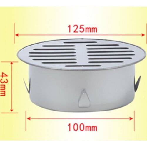 125mm diameter flat-end balcony in-line floor drain large displacement suitable 110mm wide tube 304 stainless steel