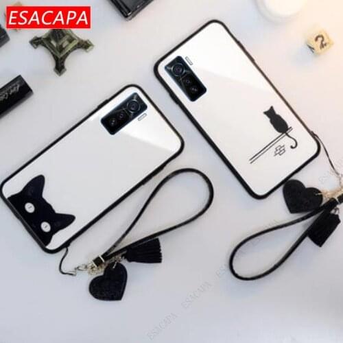 For Vivo Iqoo 5 Pro 7 U3 Z1X Y52S X60 X51 X50 Pro Phone Case Tempered Glass Shockproof Cover For Vivo Y52S Y70S S7E With Lanyard