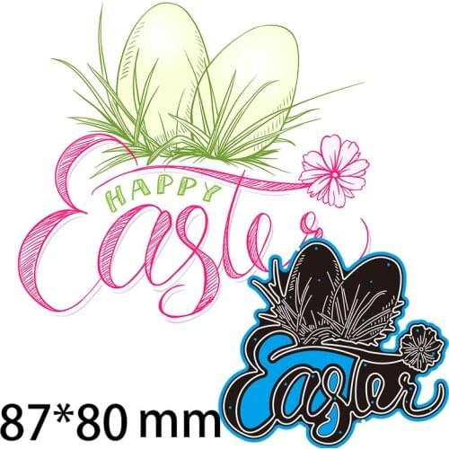 87*80mm Letter Easter and Egg Grass New Metal Cutting Dies for DIY Scrapbooking Photo Album Embossing Paper Card