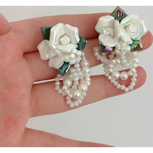 YANGLIUJIA Baroque Pearl Flower Earrings By Hand Personality, Fashion Bohemia Pendant Jewelry Girl Birthday Present 2021